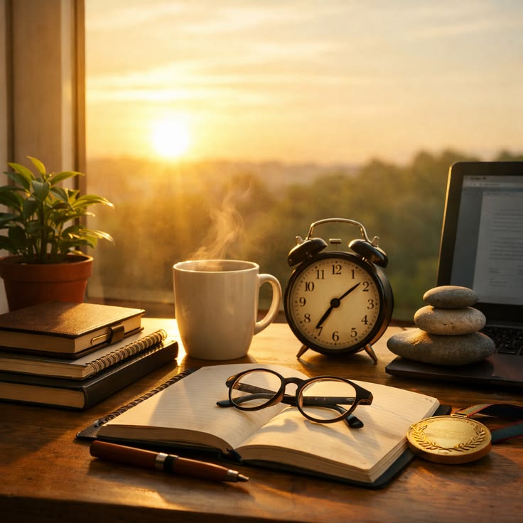 Bright morning scene representing a structured start to the day