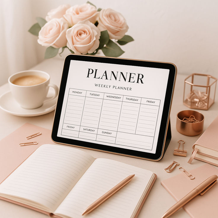 Organised planner and notes representing a structured weekly lifestyle plan